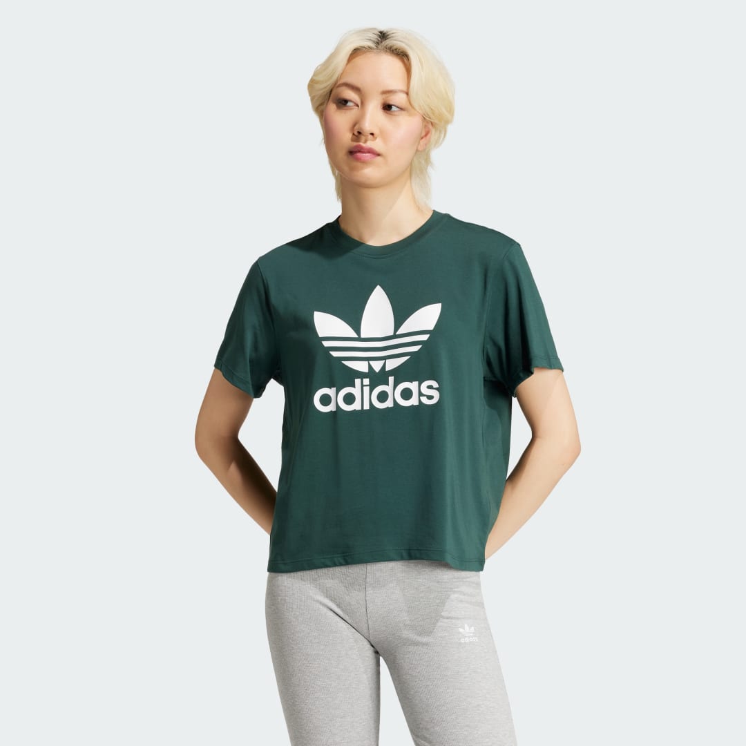adidas Adicolor Trefoil Boxy Tee Lifestyle XS Women Mineral Green