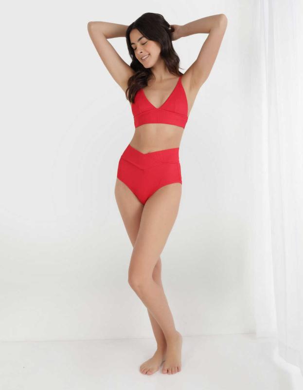 Aerie Longline Triangle Bikini Top - Chilly Red, XS 