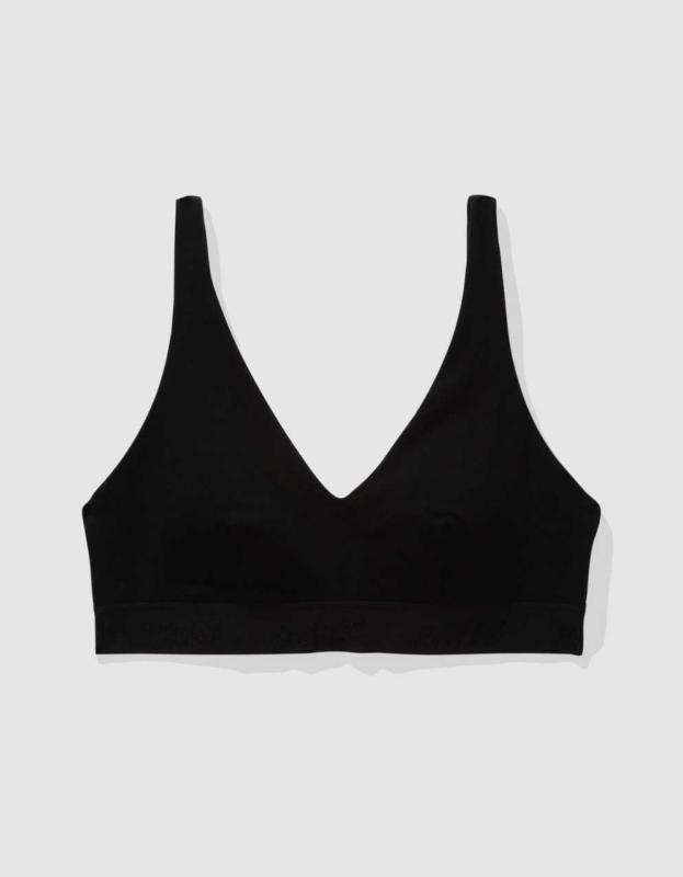 Superchill Cotton Padded Plunge Bralette - True Black, XS 