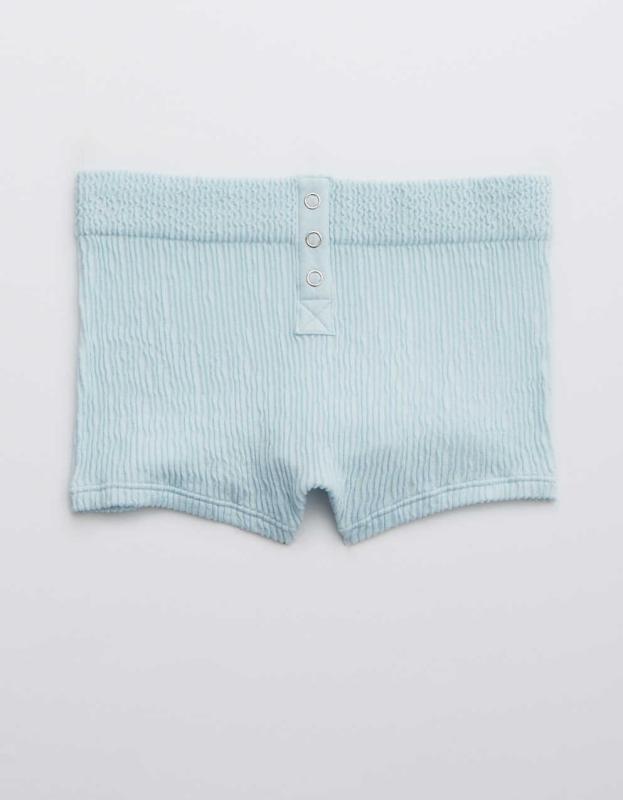 Aerie Seamless Snap Cheeky Boyshort Underwear - Misty Sky, XS 