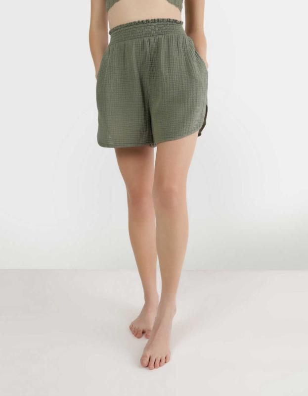 Aerie High Waisted Pool-To-Party Short - Olive Fun, XXS 