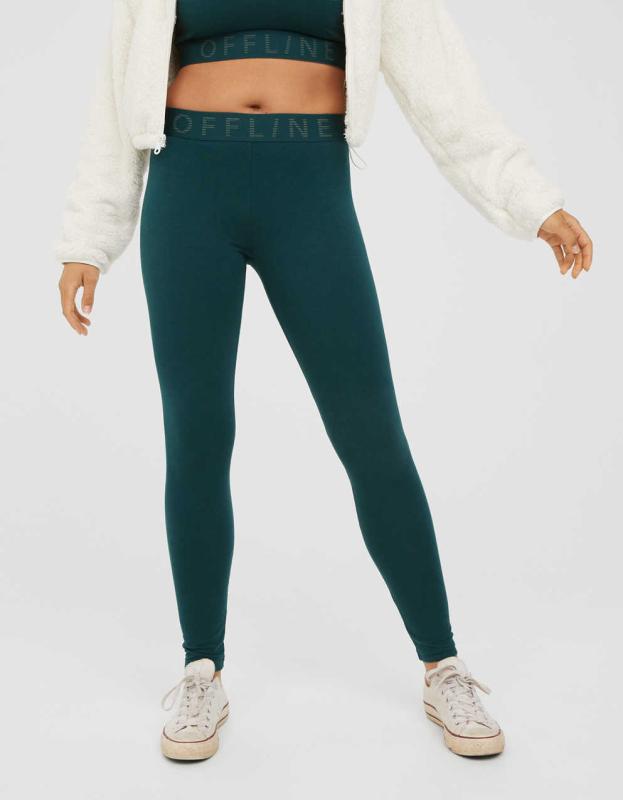OFFLINE By Aerie OG Logo Legging - Deep Forest Green, XXS 