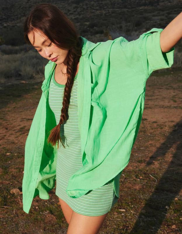 AE Go Big Oversized Shirt - Bright Green, S 