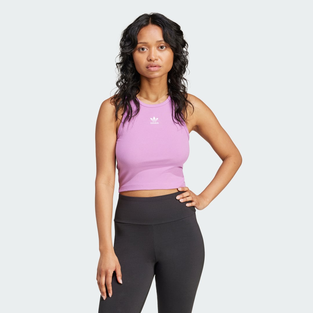 adidas Essentials Ribbed Tank Top Lifestyle M Women Preloved Purple