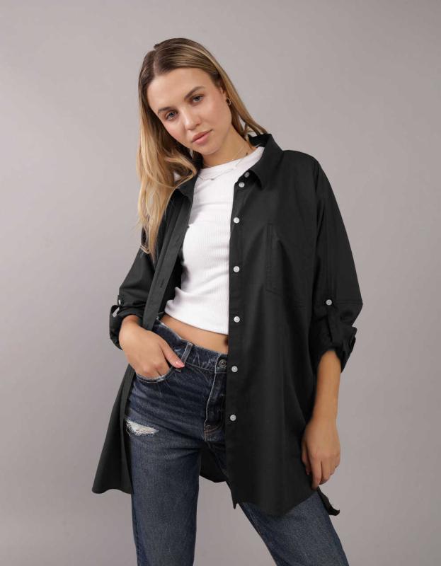 AE Go Big Oversized Shirt - Black, S 