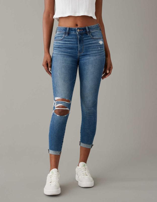 AE Next Level Ripped High-Waisted Jegging Crop - Medium Destroy, 6 