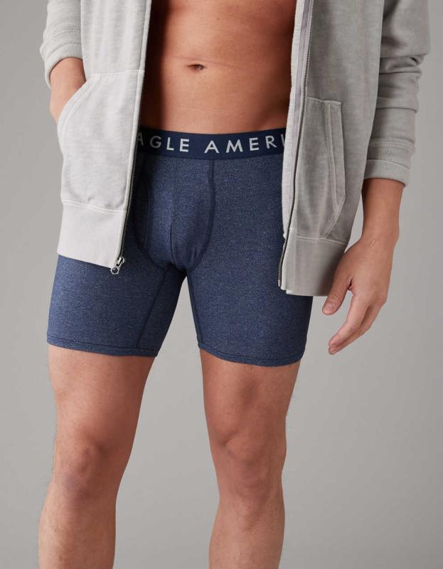 AEO Men's Heather 6" Classic Boxer Brief - Navy, M 