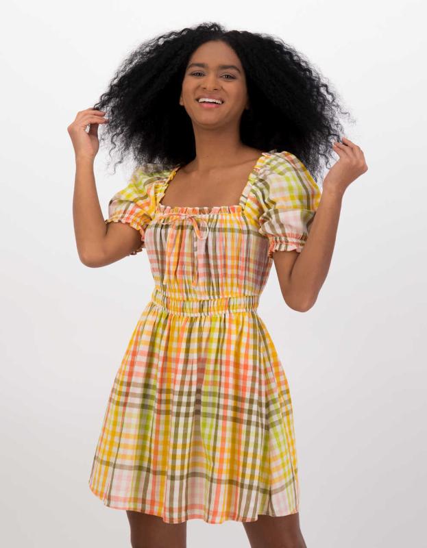 Aerie Puff Sleeve Mini Dress - Bright Mustard, XS 