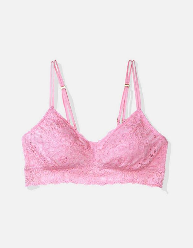 Show Off Eyelash Lace Push Up Bralette - Country Pink, S 