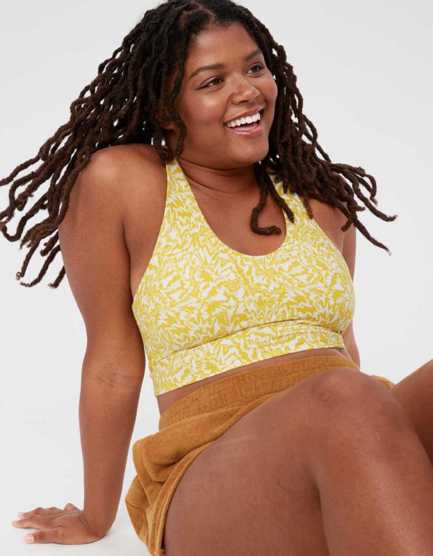 OFFLINE By Aerie Real Me Racerback Longline Sports Bra - Green Rush, XS 