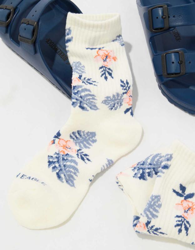 AE Monstera Crew Socks - Cream, One Size 