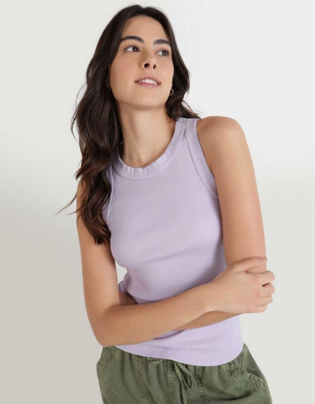 Aerie High Neck Tank Top - Purple Wash, S 