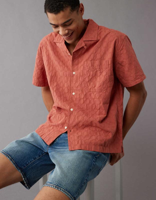 AE Button-Up Poolside Shirt - Terracotta, XXL 