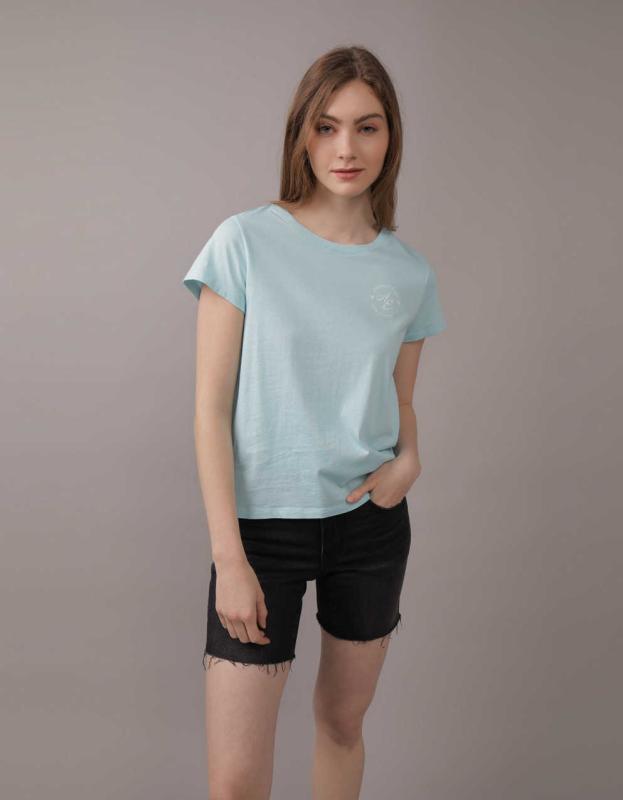 AE Crew Neck Tee - Light Blue, S 
