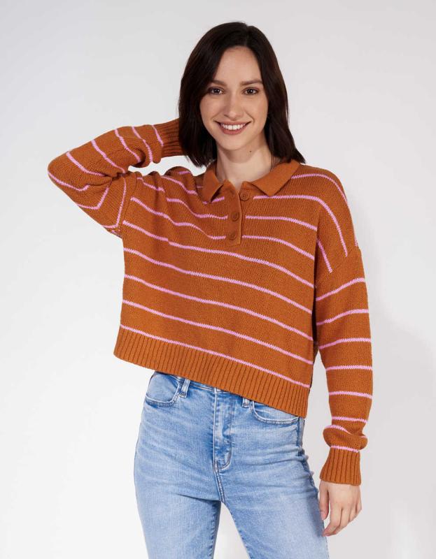 AE Polo Sweater - Brown, S 