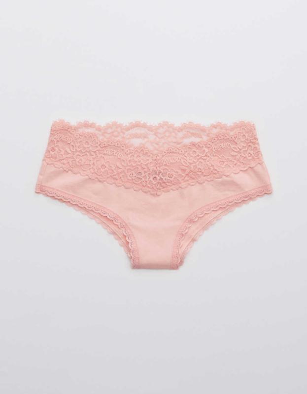 Aerie Cotton Eyelash Lace Cheeky Underwear - Quartz Pink, XS 