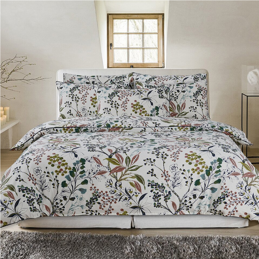 Bellami Heirloom, 100% Egyptian Cotton 980 Tc, Design: Leaf Garden