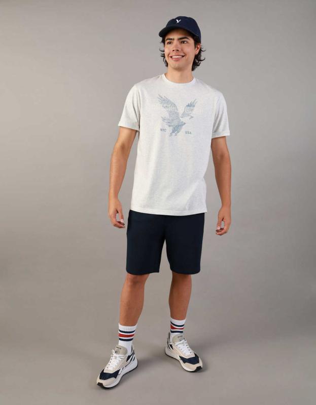 AE Logo Graphic T-Shirt - Light Heather Gray, XL 