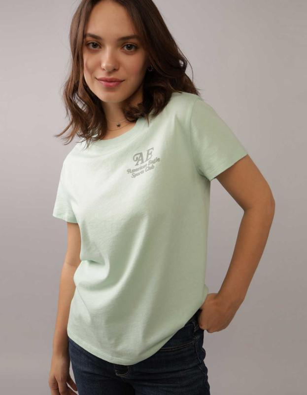 AE Slim Classic Logo Graphic T-Shirt - Seafoam, S 