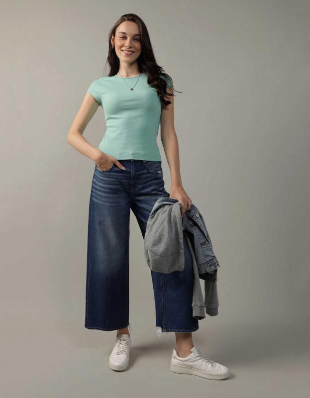 AE Hey Baby Ribbed T-Shirt - Bright Green, S 