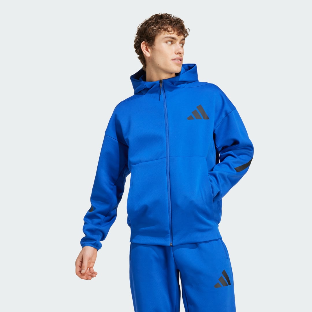 adidas Z.N.E. Full-Zip Hooded Track Jacket Lifestyle A/XLT Men Royal Blue
