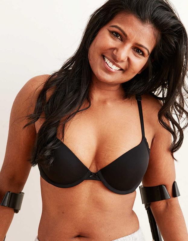 Aerie Real Happy Demi Push Up Bra - True Black, 70D 