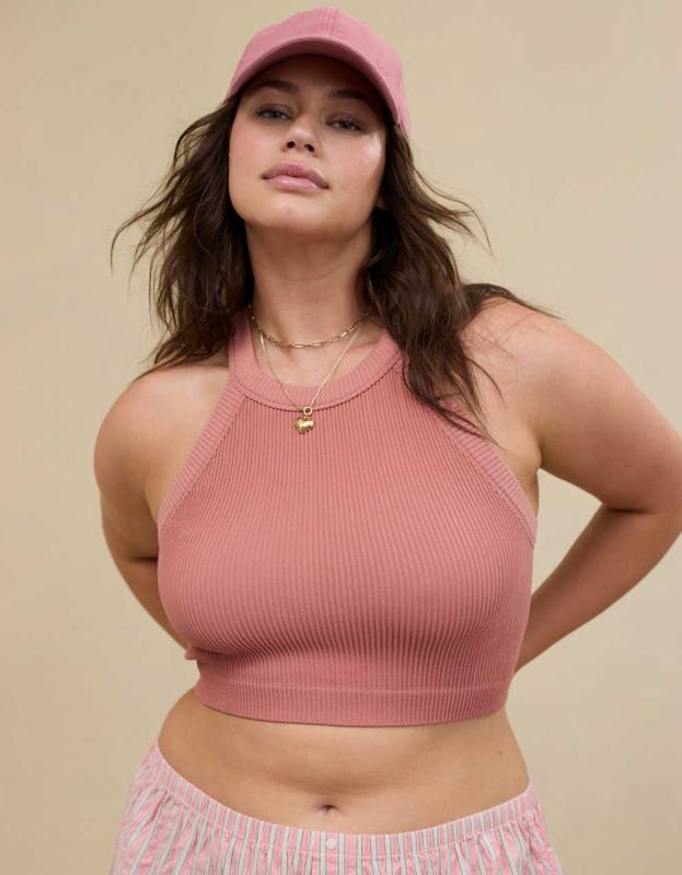 Superchill Seamless High Neck Bra Top - Lets Mauve, L 