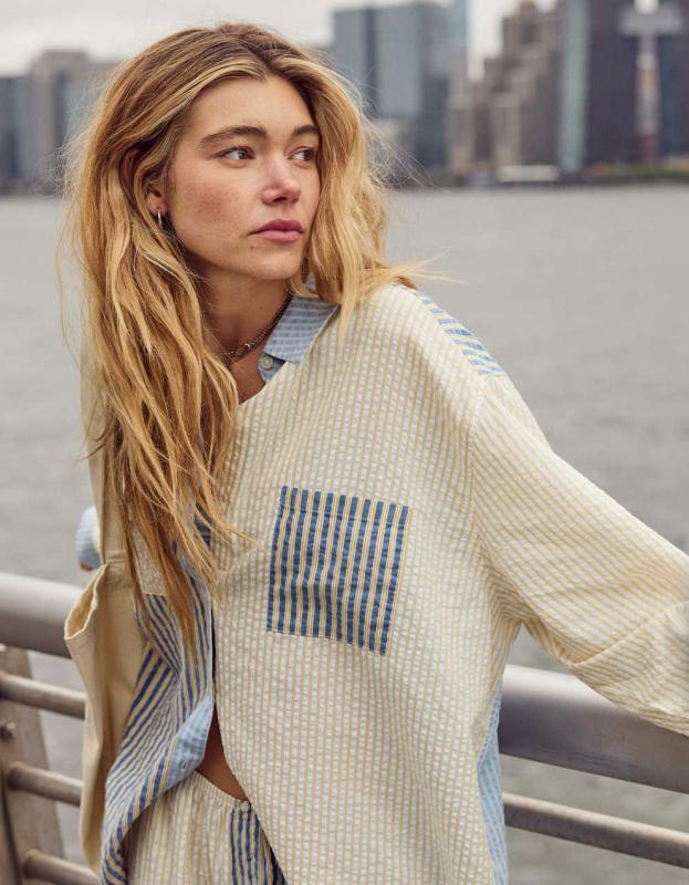 Aerie Off-Duty Seersucker Shirt - Multi, S 