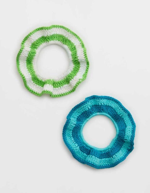 Aerie Crochet Scrunchie 2-Pack - Green, One Size 