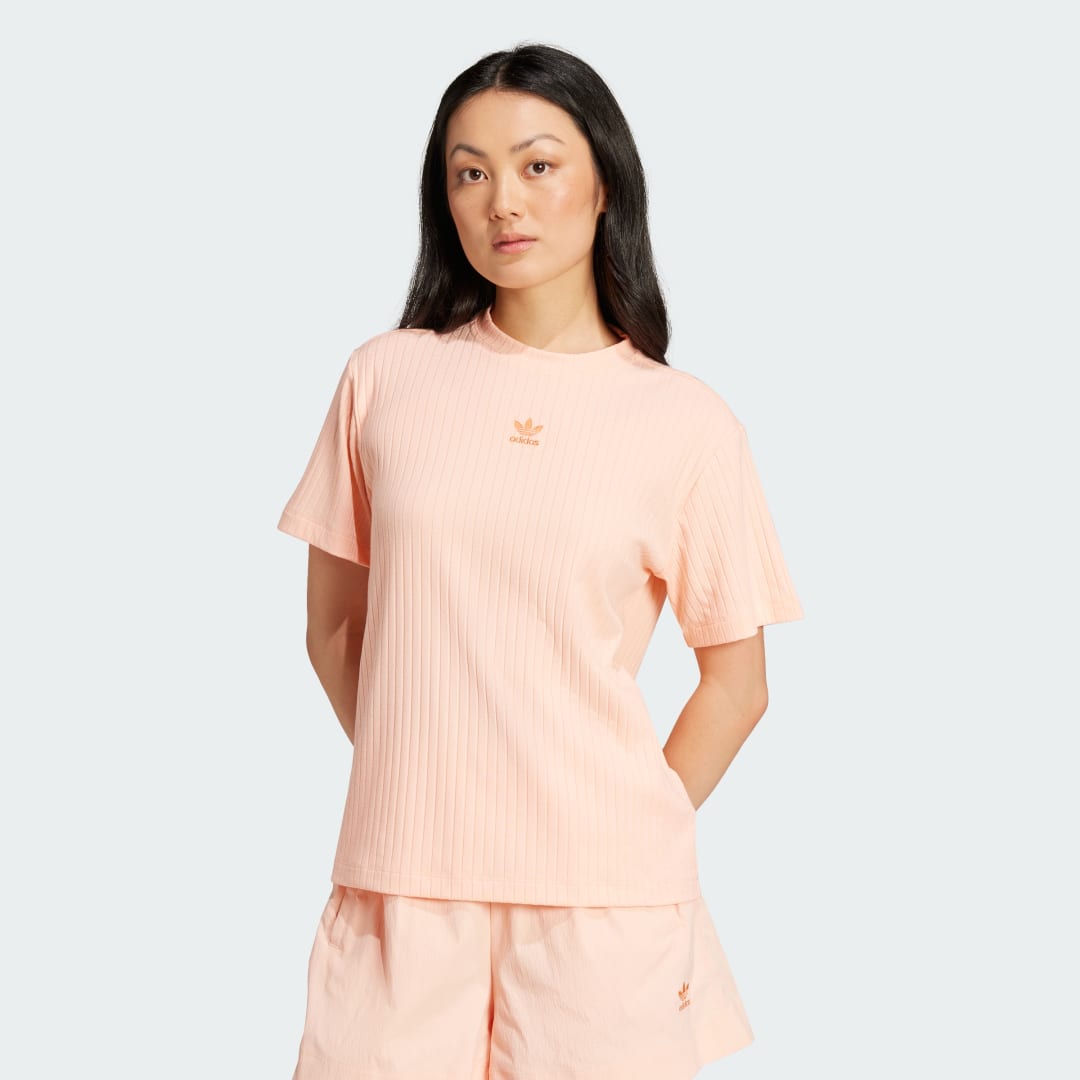 adidas Essentials Wide Rib Tee Lifestyle A/L Women Glow Pink