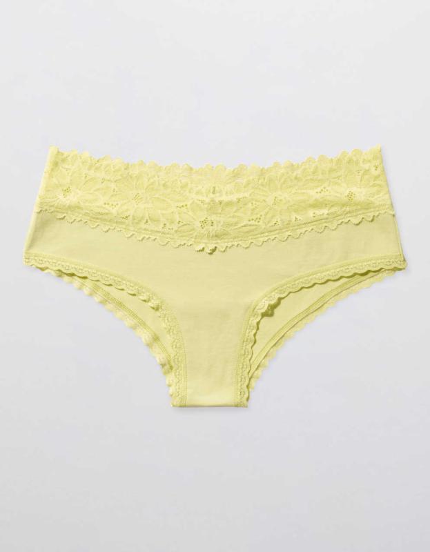 Aerie Cotton Sunkissed Lace Cheeky Underwear - Vibrant Mint, S 