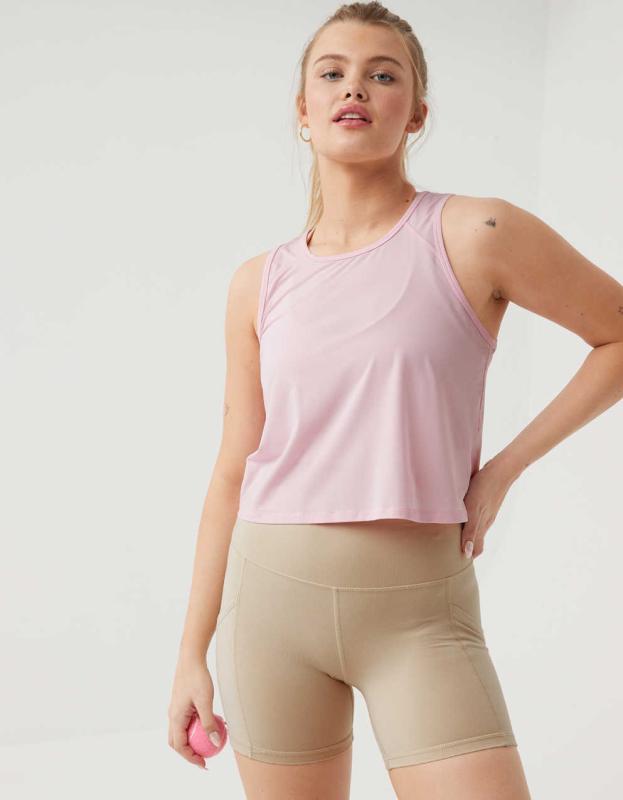 OFFLINE By Aerie Sweat Sesh Cropped Tank Top - Parfait Pink, XXS 