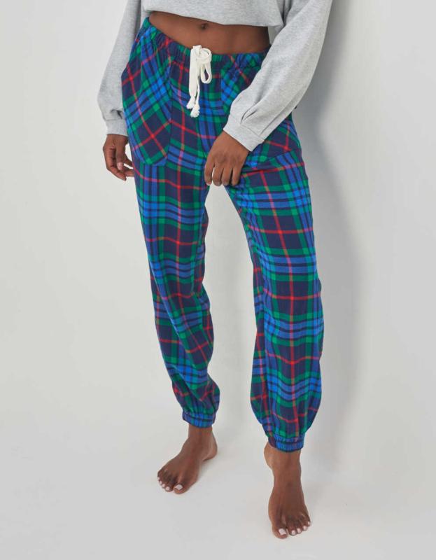 Aerie High Waisted Flannel Jogger - Navy, S 