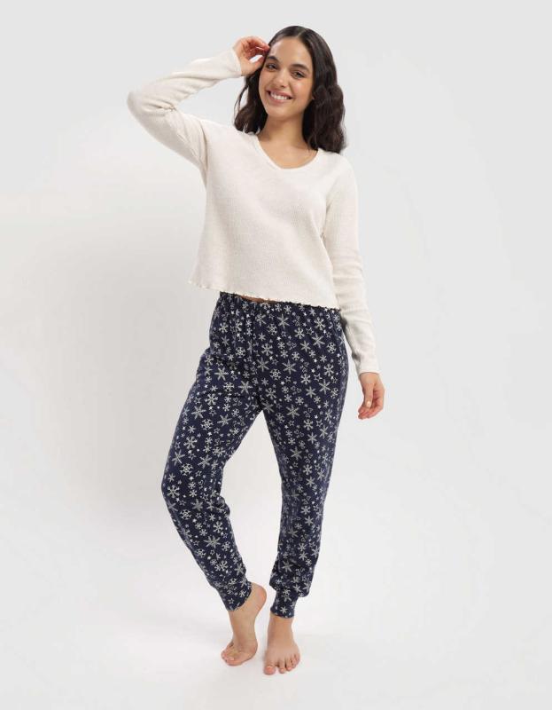 Aerie Waffle V Neck T-Shirt - Heather Frost, M 