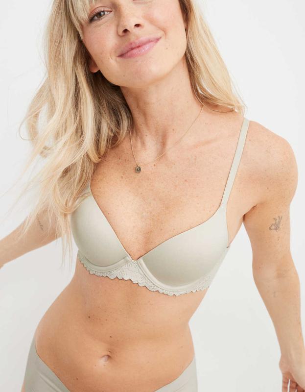 Sunnie Full Coverage Lightly Lined Blossom Lace Trim Bra - Soft Satin, 36D 