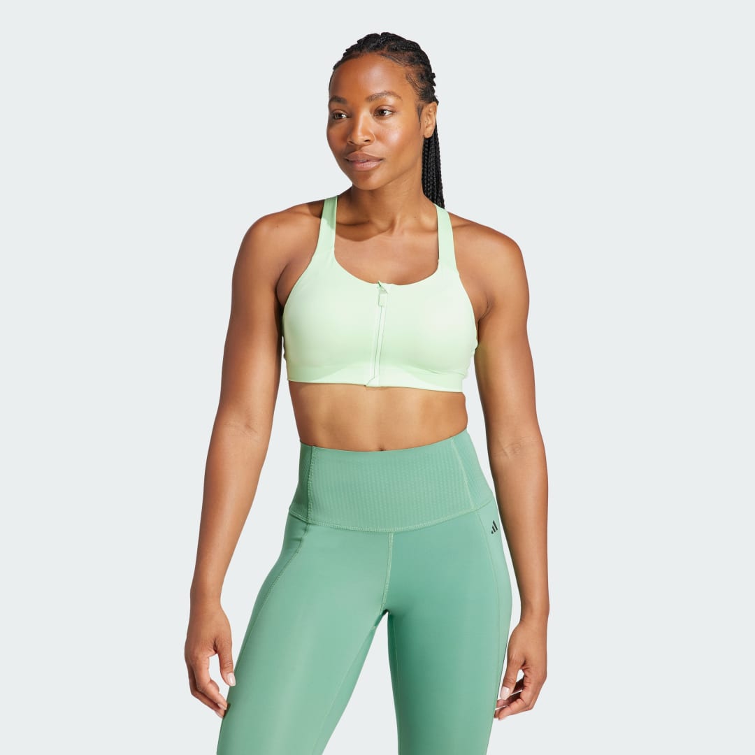 adidas TLRD Impact Luxe High-Support Zip Bra Training 65C Women Semi Green Spark