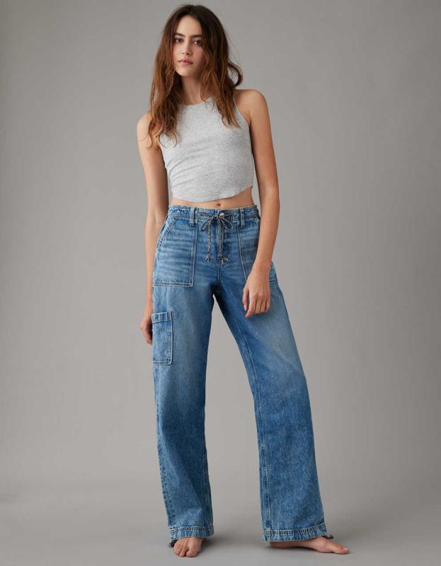 AE Dreamy Drape Stretch High-Waisted Baggy Cargo Jogger Jean - Brighten My Day, 6 