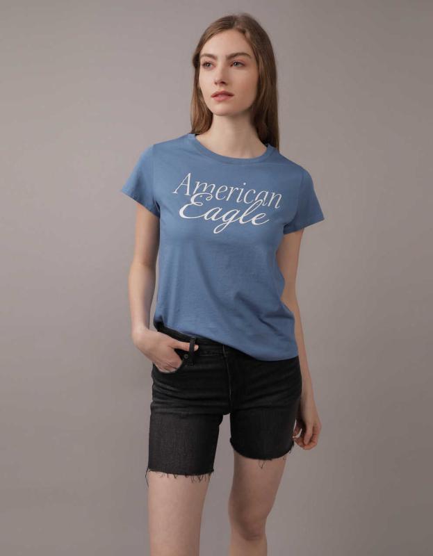 AE Crew Neck Tee - Indigo, L 