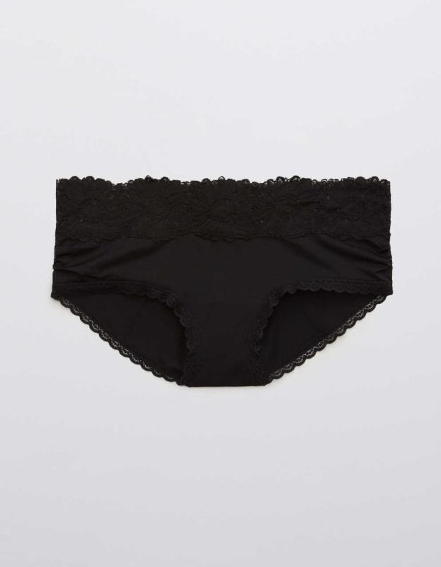 Aerie Shine Sunflower Lace Boybrief Underwear - True Black, XL 