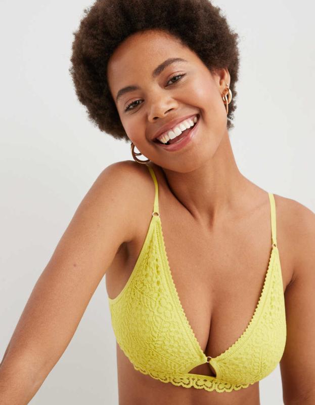 Show Off Cozy Lace Padded Bralette - Green Sheen, M 