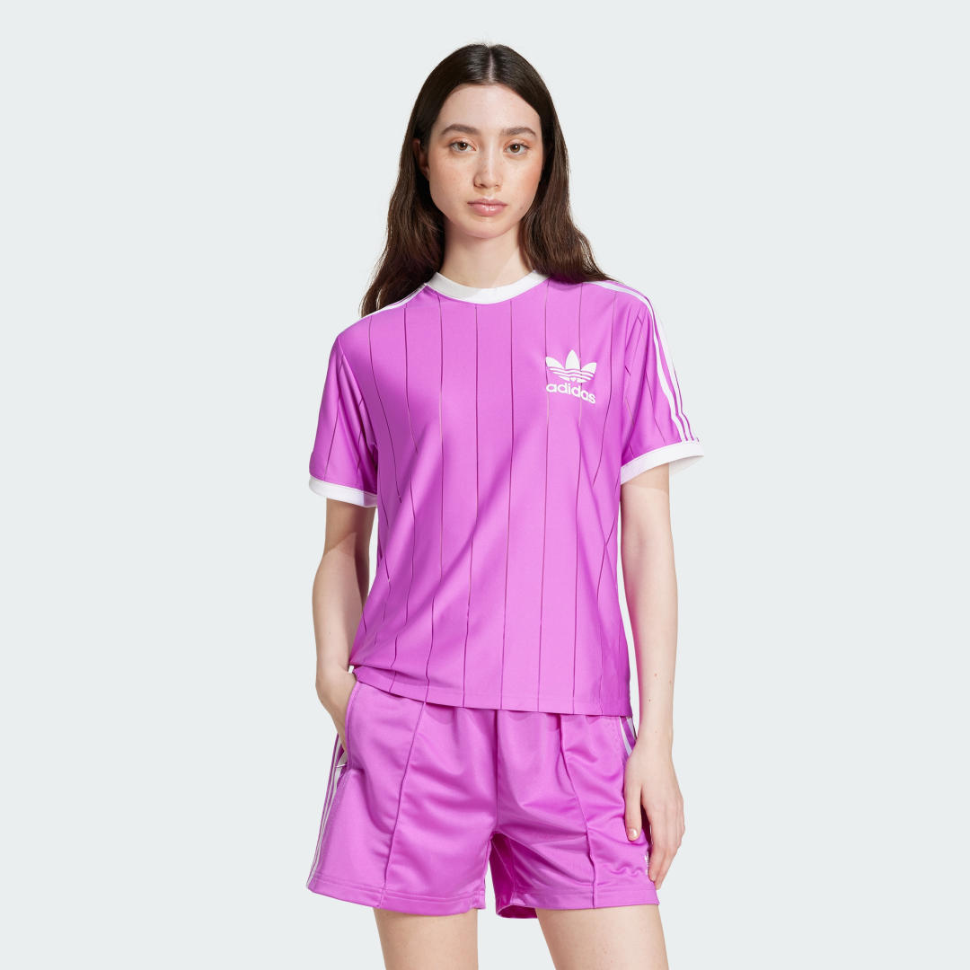 adidas Adicolor 3-Stripes Pinstripe Tee Lifestyle XS Women Purple Burst