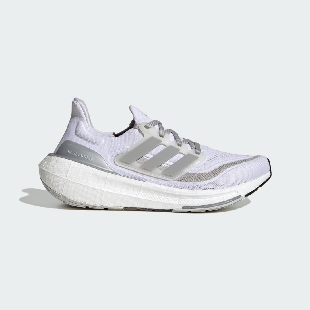 adidas Ultraboost Light Shoes Running 10 UK Women White / Silver Metallic / Grey