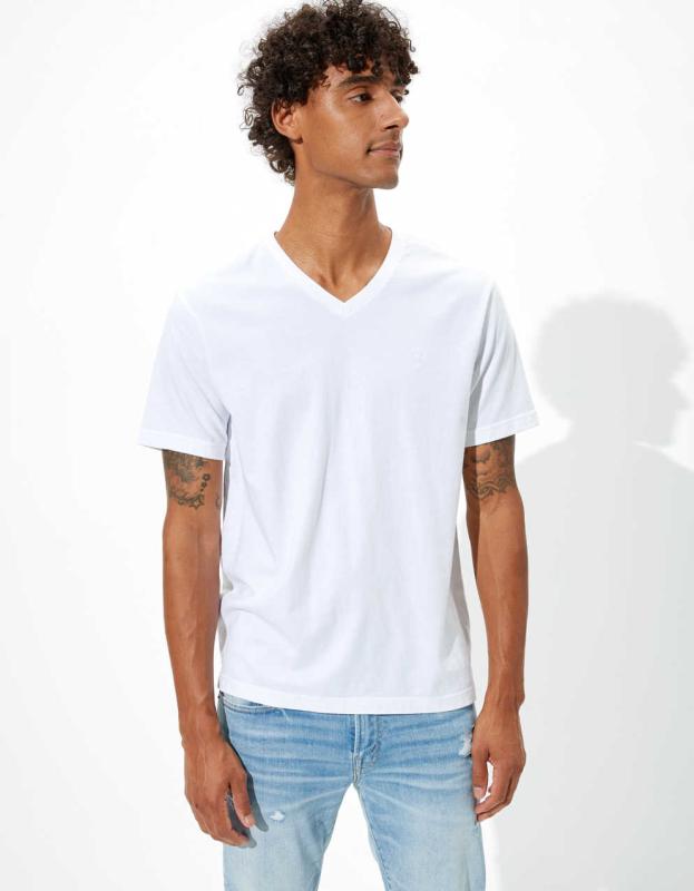 AE Butler V-Neck T-Shirt - White, XL 