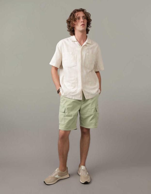 AE Oversized Pocket Button-Up Shirt - Keep It Neutral, M 