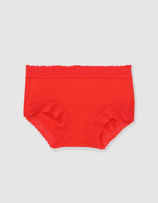 Sunnie Blossom Lace Boybrief Underwear - Holiday Red, XS 
