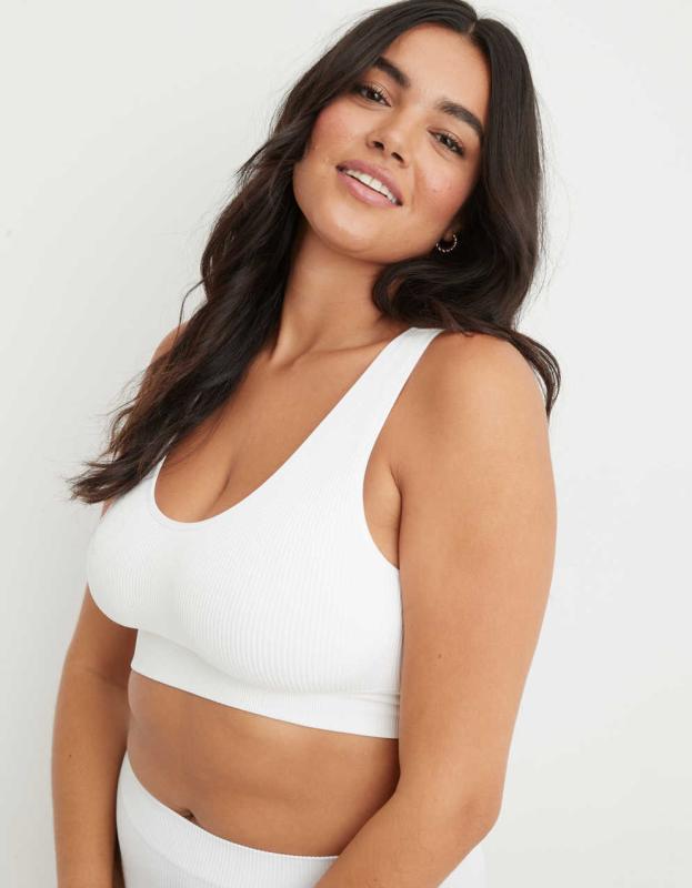 Aerie Seamless Padded Bralette - White, S 