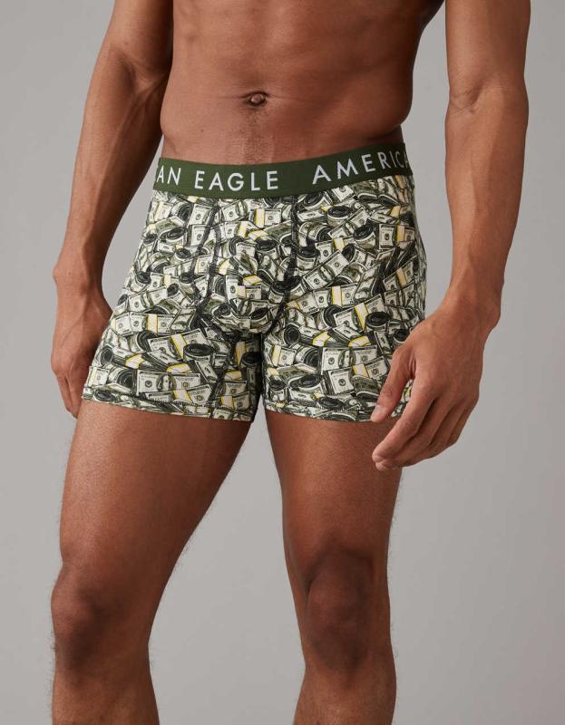 AEO Dollar Bills 4.5" Classic Boxer Brief - Green, XL 
