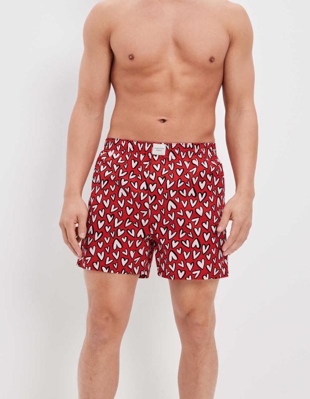 AEO Hearts Stretch Boxer Short - Red, S 