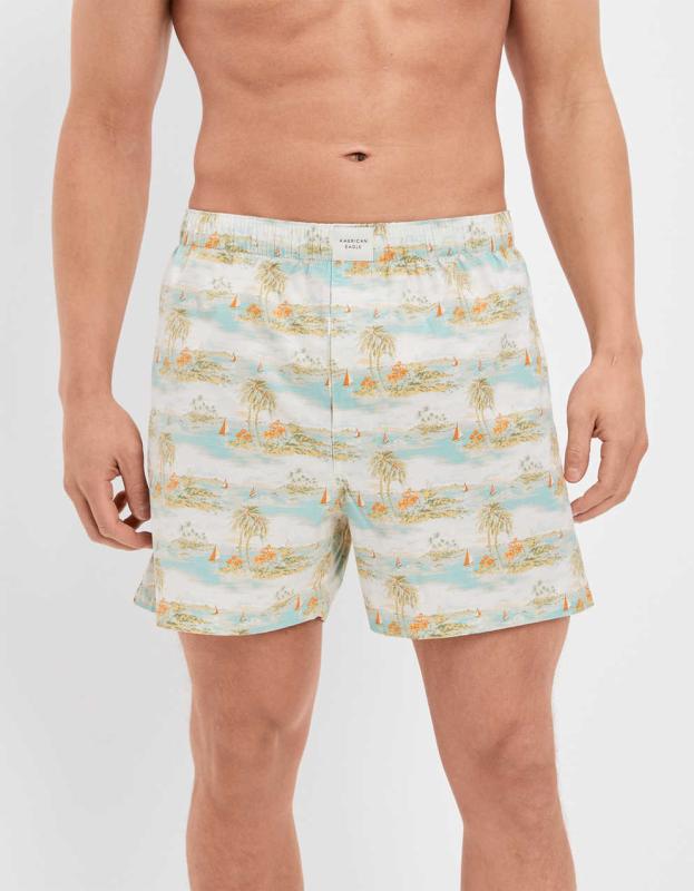 AEO Island Vibes Stretch Boxer Short - Cream, L 