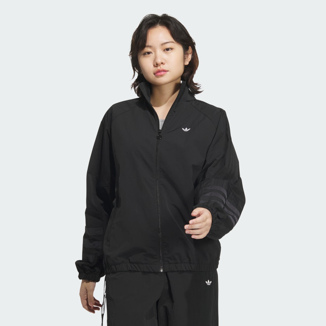 adidas Ruched Track Top Jacket Lifestyle A/L Women Black / White